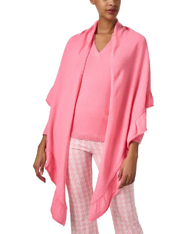 Retro Style Kinross Ruffle Trim Cashmere Wrap