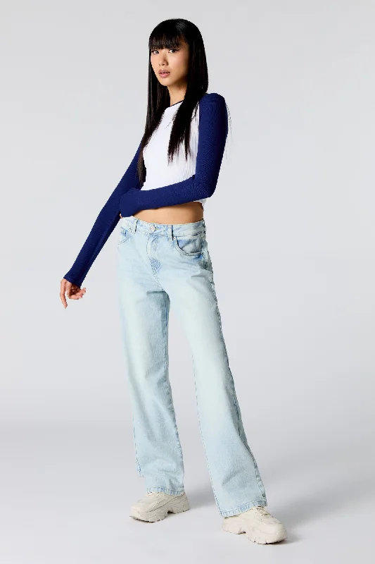 Cool Style Light Wash Slouchy Straight Leg Jean