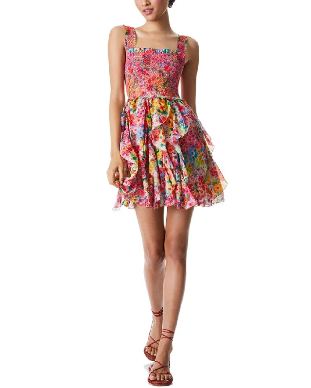 Cool Breeze At Night alice + olivia Jocelyn Silk-Blend Mini Dress