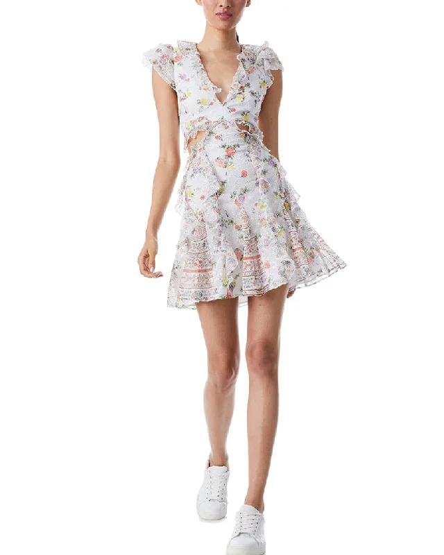 Beautiful Romance alice + olivia Mitzi Cutout Godet Mini Dress