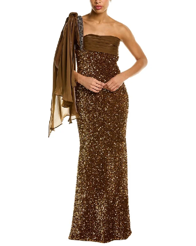 Comfortable and simple Badgley Mischka Drape Across Gown