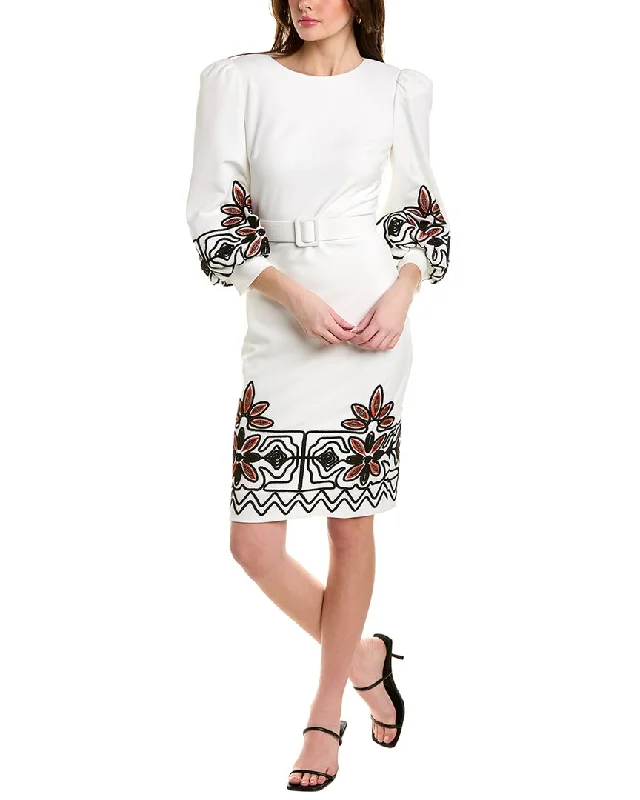 British casual Badgley Mischka Embroidered Midi Dress