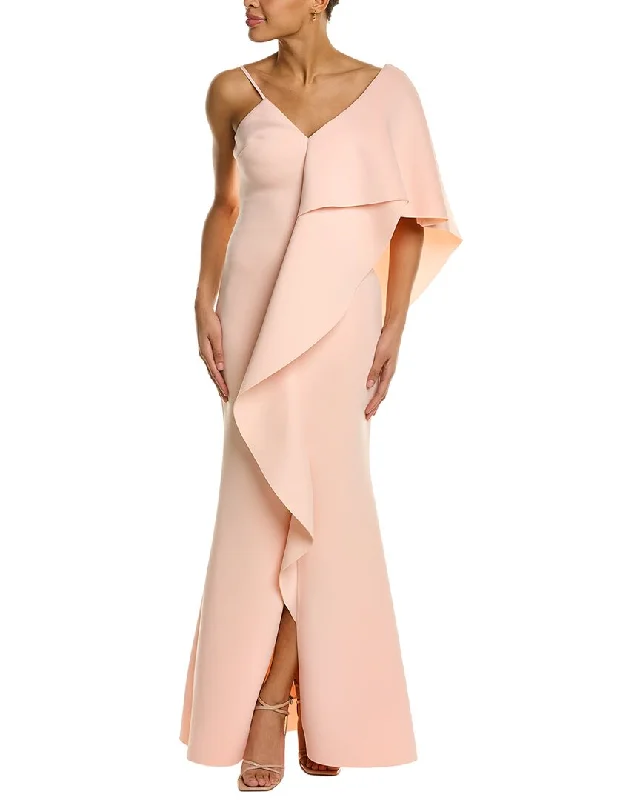 Single item design Badgley Mischka Scuba Ruffle Gown