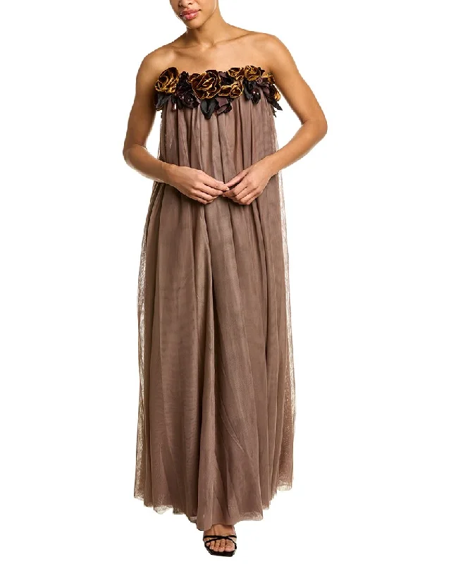 Printing decoration Badgley Mischka Velvet Babydoll Gown