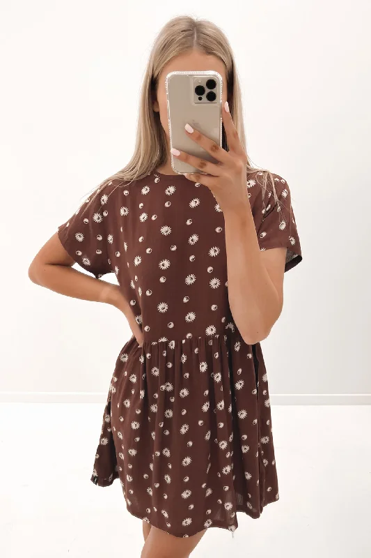 Sweet Short Skirt Style Balance Act Dress Cappuccino