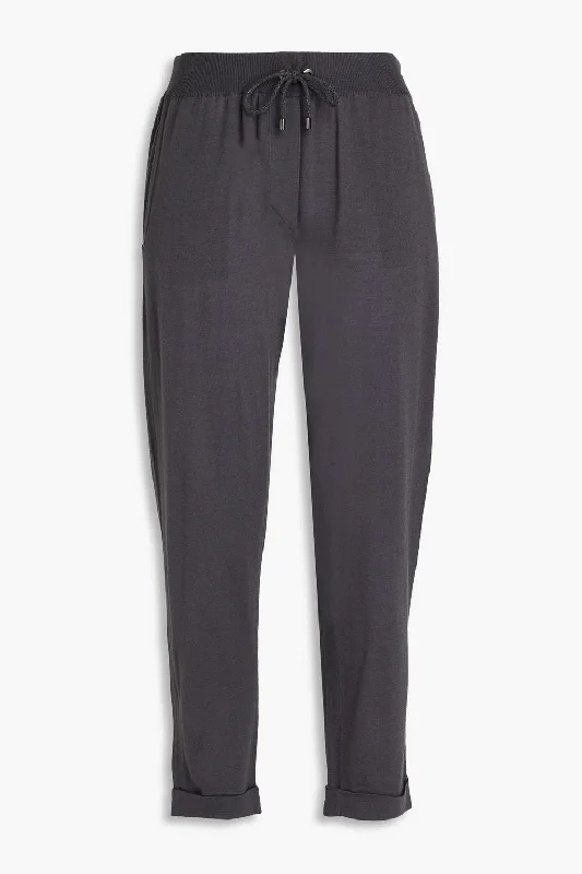 Casual And Versatile Brunello Cucinelli Cropped Wool Cashmere Women's Pants In Grey Etere