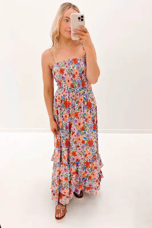 Single-shoulder Neck Design Dazie Maxi Dress Lilac Floral