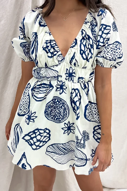 Sweet Fresh Feeling Delta Mini Dress Cream Navy