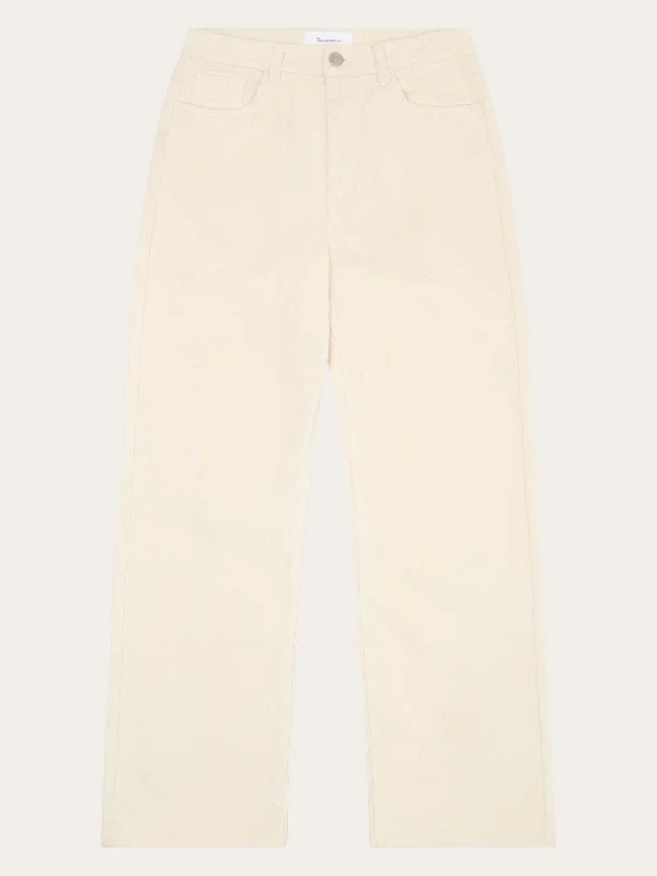 High-quality fabrics GALE straight mid-rise 14-wales corduroy pants - GOTS/Vegan - Egret