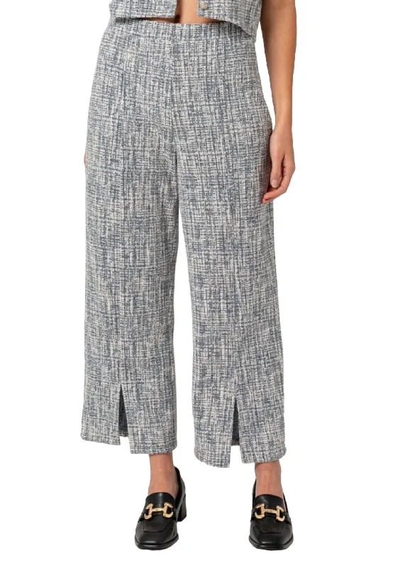 Amazing design High Rise Split Hem Tweed Pants In White/navy