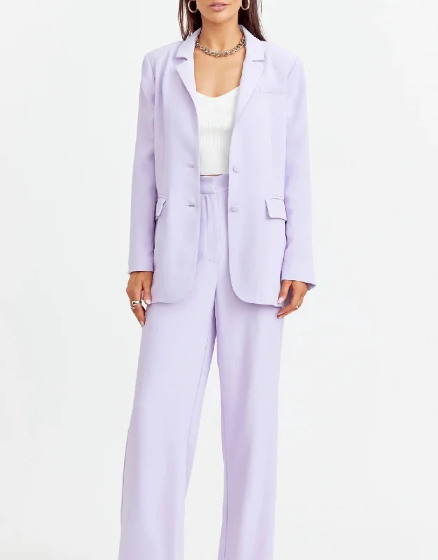 Sports Casual Style High Rise Wide Leg Trouser In Purple