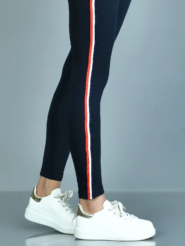 Sports Vitality Style Dual Tone  Striped Tights