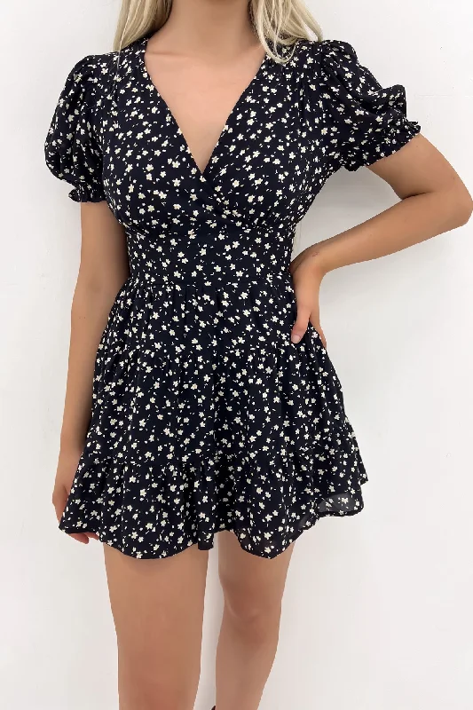 Noble Temperament Lily Floral Mini Dress Print