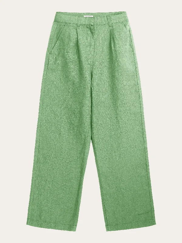 Street Sports Shoes Loose natural linen pants - Shale Green