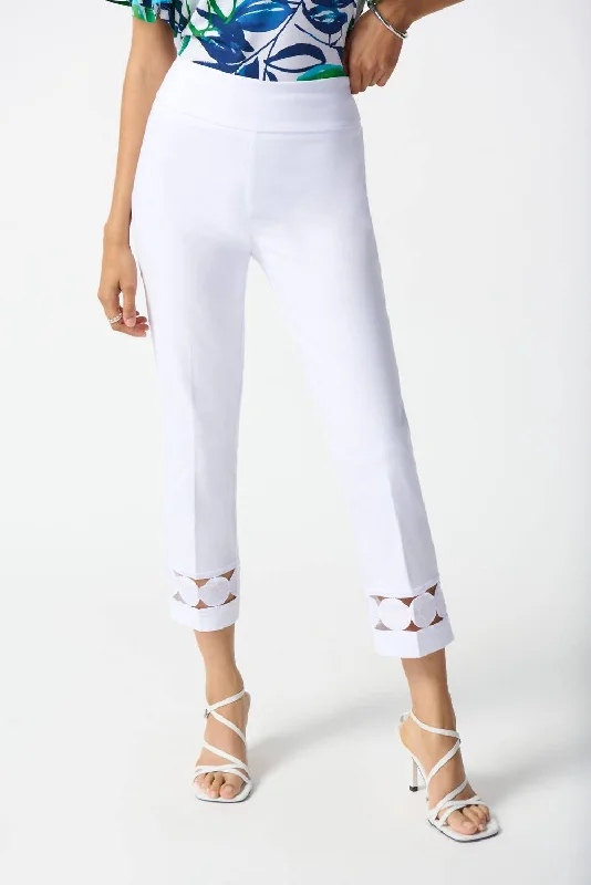 Sweet Pink Color Millenium Cropped Pull On Pants In White