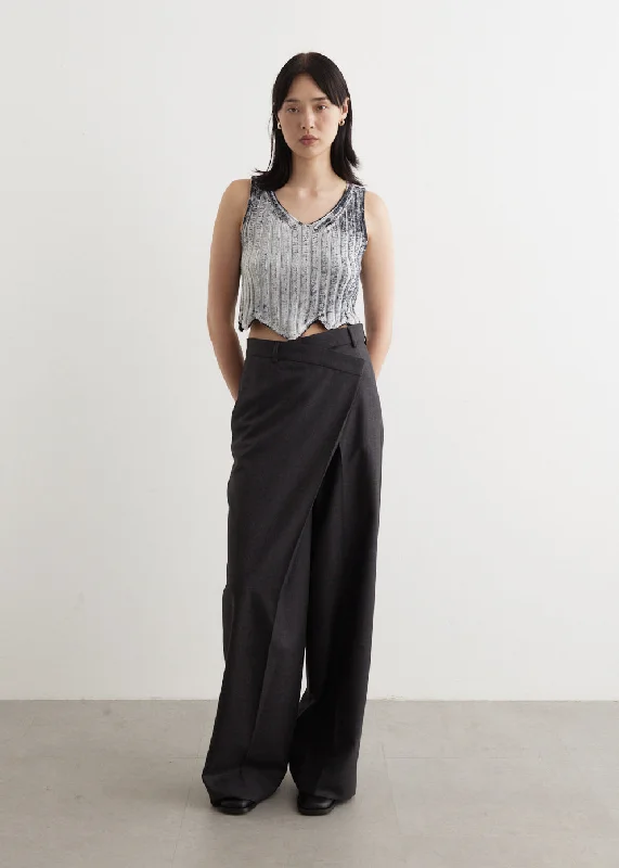 Sweet Fresh Feeling Poffee Melange Wool Wrap Trousers