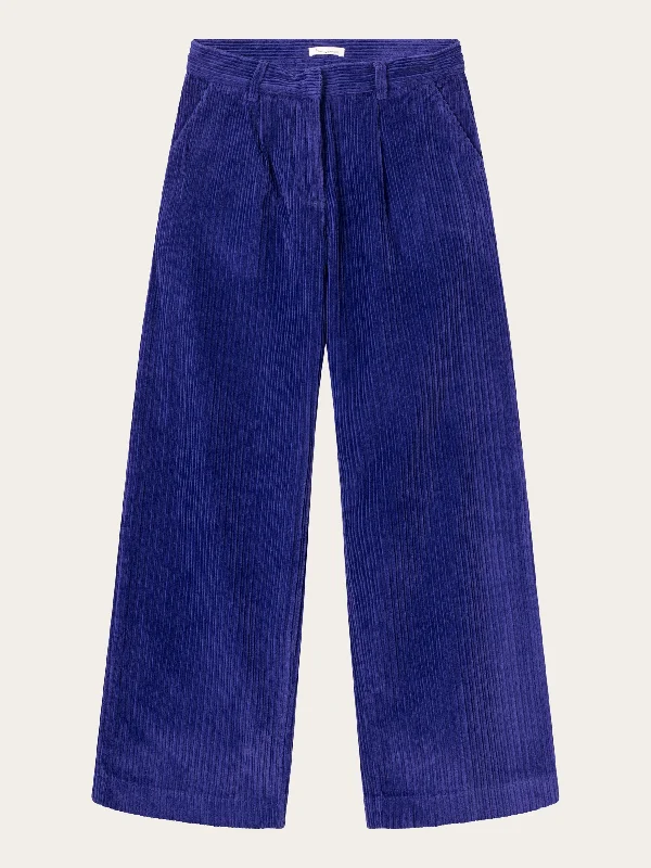 Fashionable and versatile POSEY wide high-rise irregular corduroy pants - Deep Purple