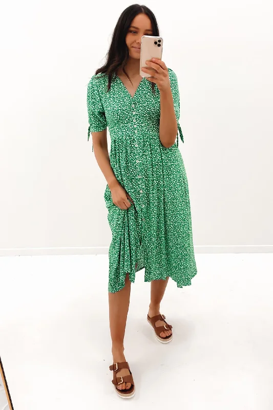 Printed pattern Ren Midi Dress Green