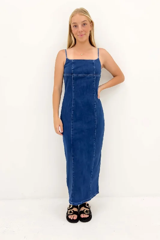 Sports Vitality Style Romy Denim Midi Dress Indigo