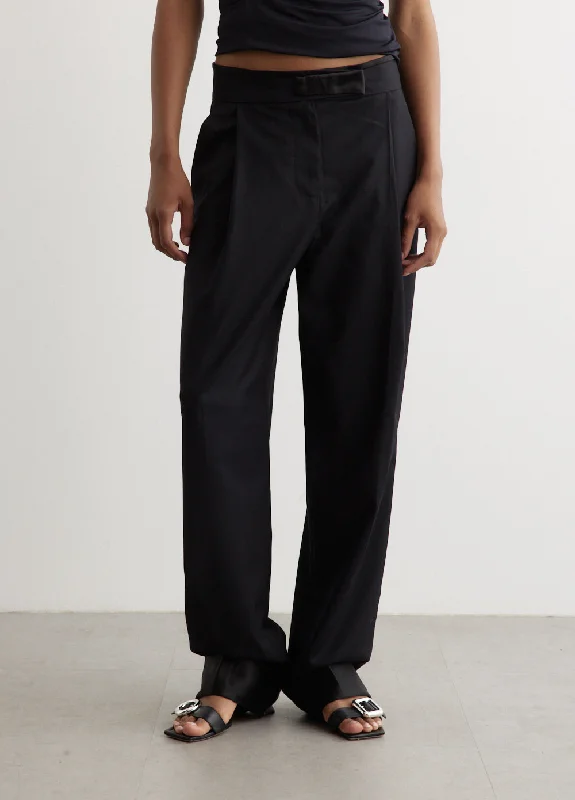 Street Fashion Satin Waist Pegged Trousers