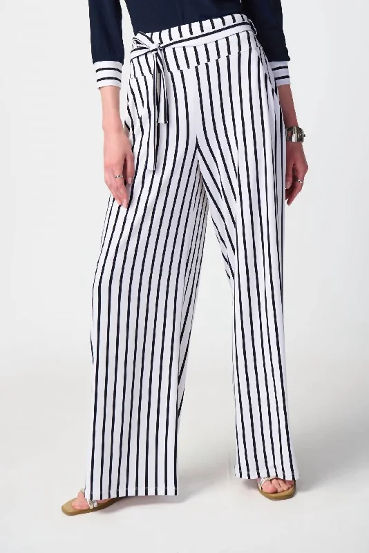 Multi-functional style Striped Jersey Pant In Vanilla/navy