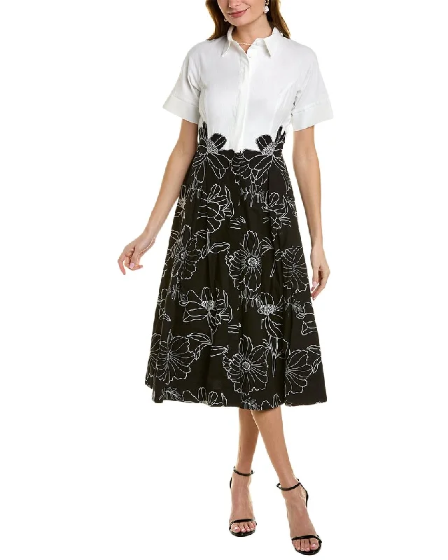 Skirt style Teri Jon by Rickie Freeman Embroidered Shirtdress