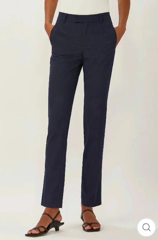 Fashionable and casual Thompson Trouser In Navy Pinstripes