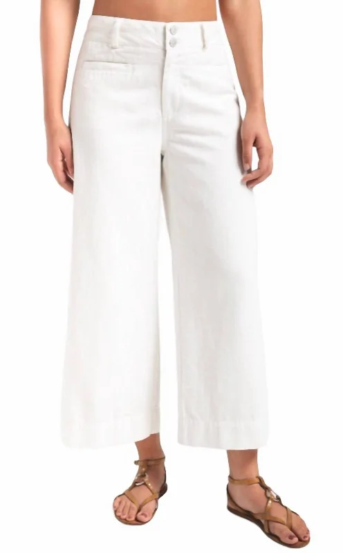 Elegant And Lazy Turin Solid Pants In White