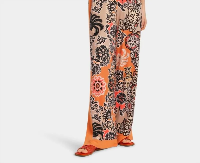 Elegant Style Wedi Print Palazzo Pants Ourika Gardens Theme In Bright Ochre Color 447