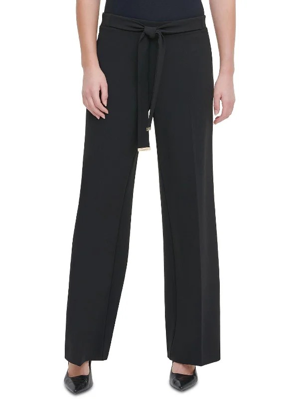 Fashion Style Womens Banded Tie Front Wide Leg Pants