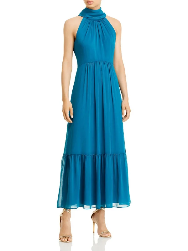 Retro Style Womens Chiffon Maxi Halter Dress