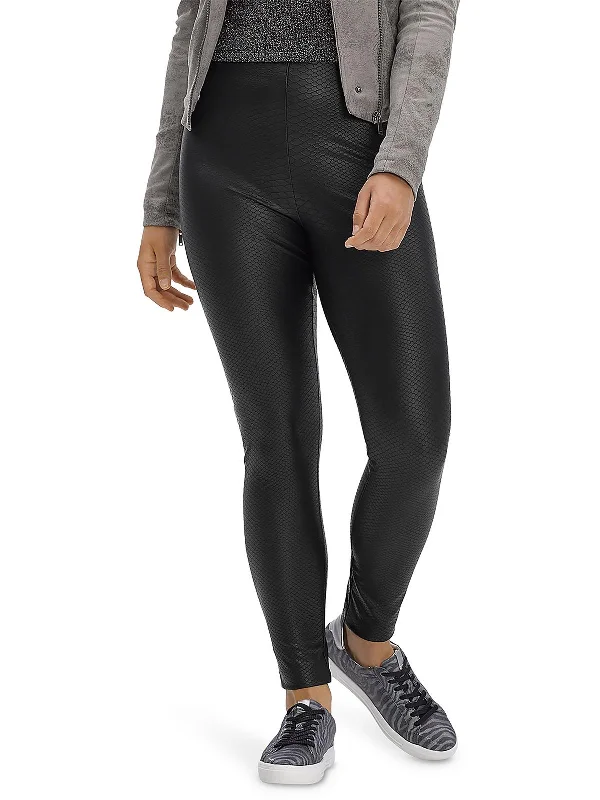 Renaissance Style Womens Faux Leather High Rise Leggings