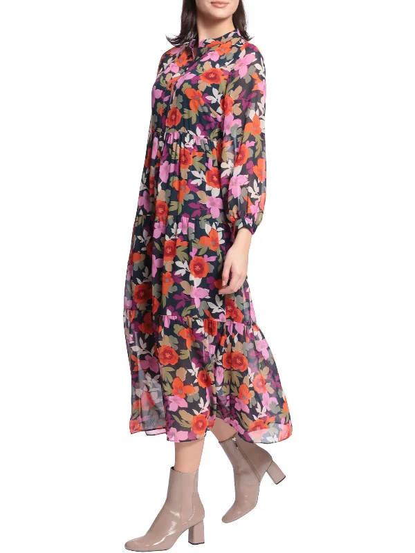 Hip-hop Style Womens Floral Long Shirtdress