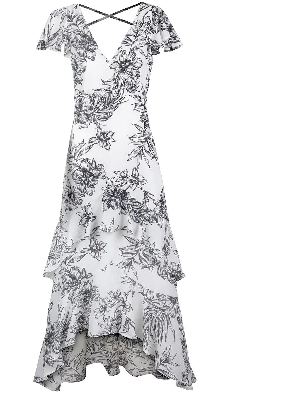 Sweet Lace Design Womens Metallic Floral Maxi Dress