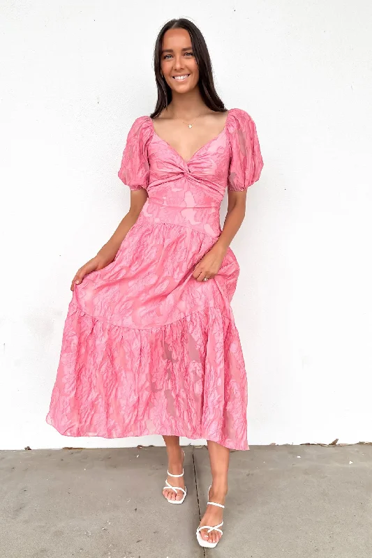 Noble Temperament Zabelle Midi Dress Pink