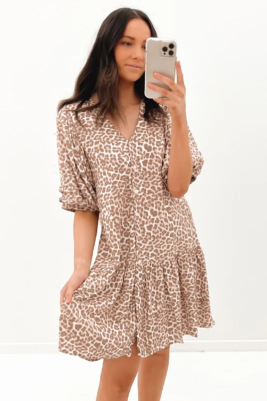 Party Wear Zena Mini Dress Leopard